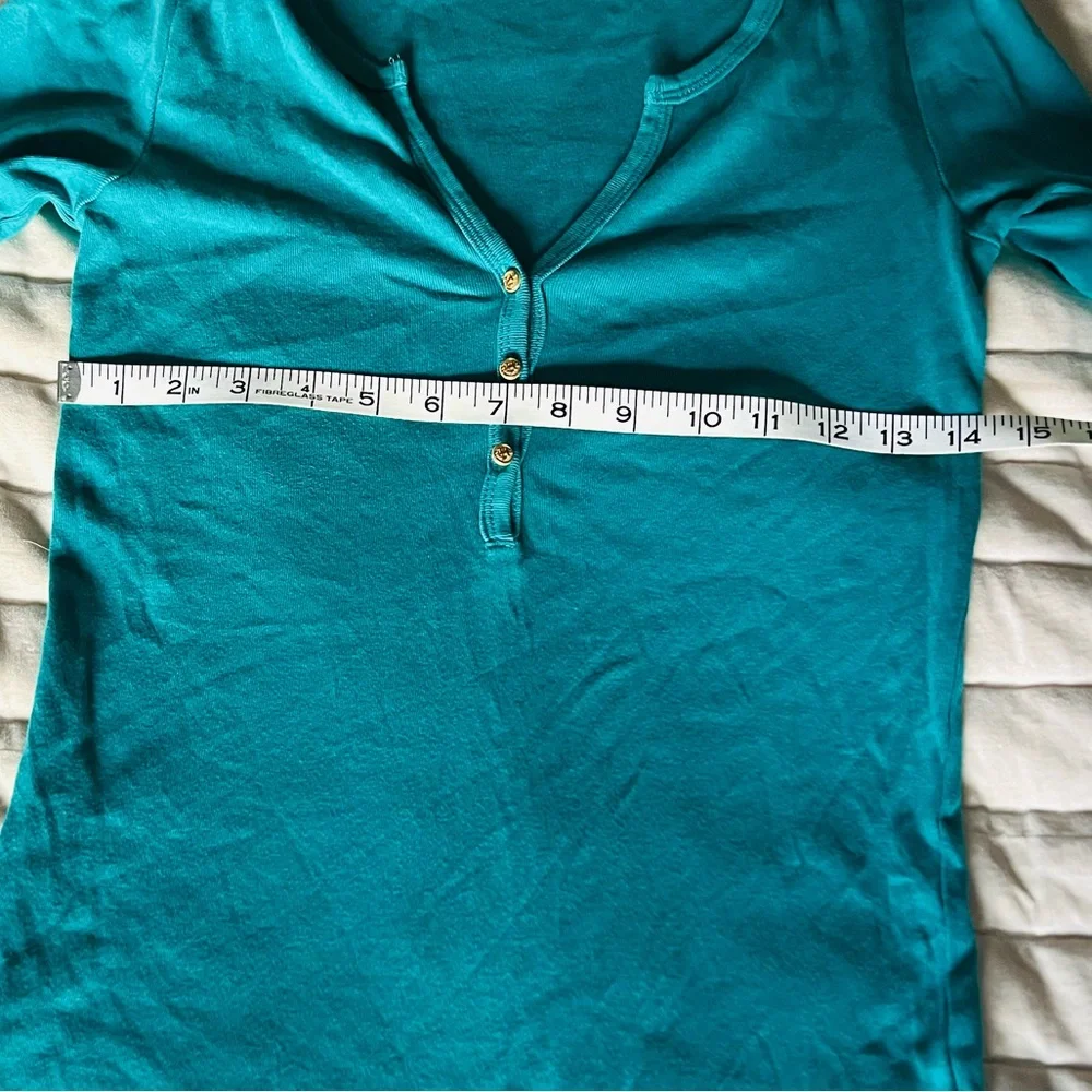 J. Crew Perfect Fit Teal Long Sleeve Henley Top size Small